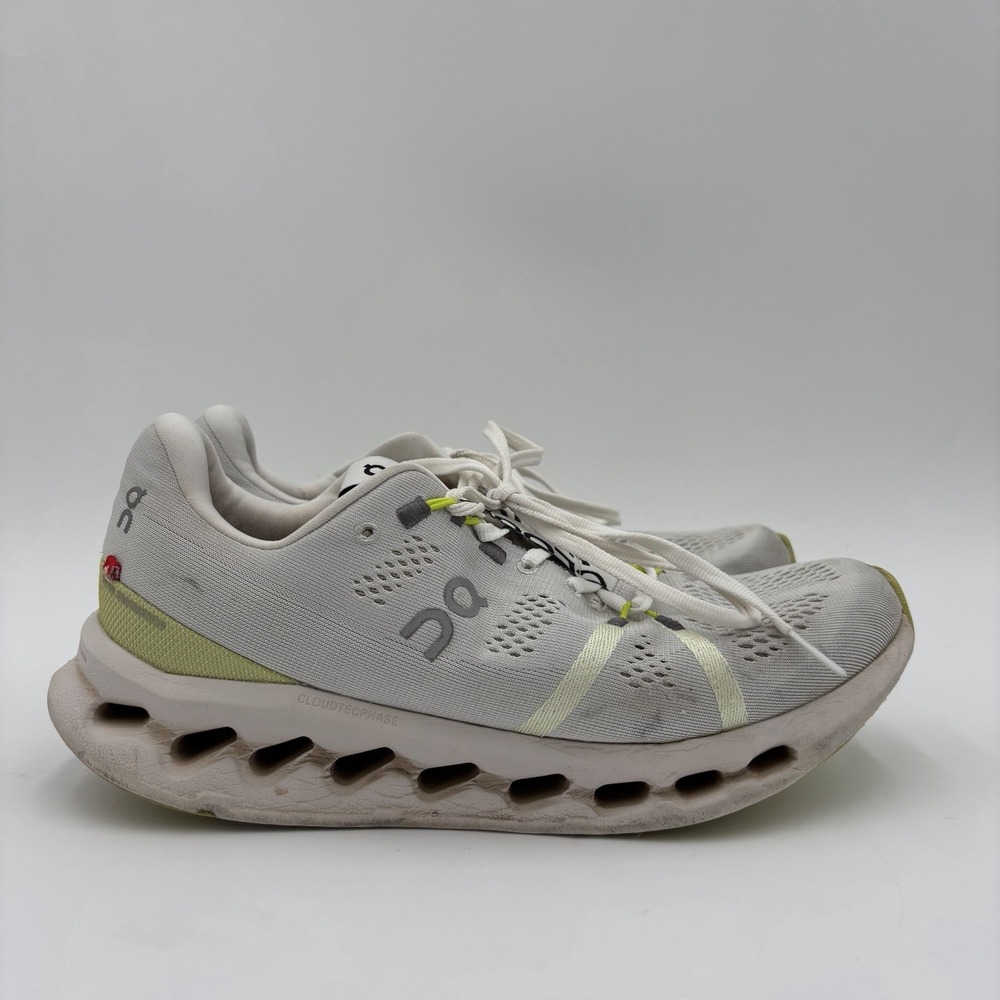 On Cloudsurfer Women's 9.5 White/Gray Green Running Shoes Gym Athletic Shoes